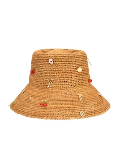 Crochet Raffia Bucket Hat with Charms