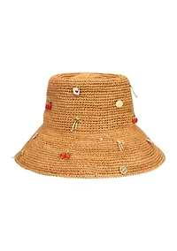 Crochet Raffia Bucket Hat with Charms