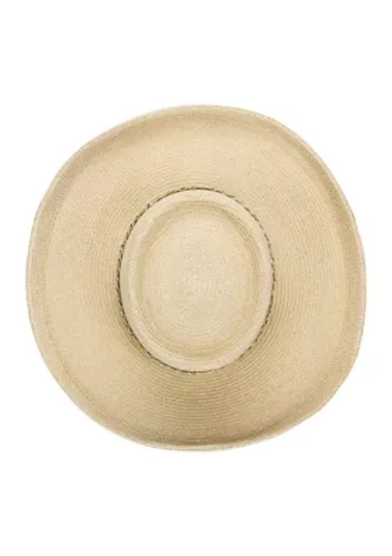 Women's Turned Brim Gambler Hat with Metallic Band