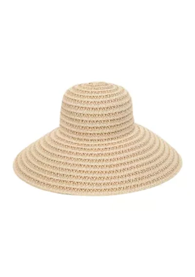 Mixed Paper Braid and Ribbon Around Crown Sun Hat 