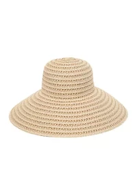 Mixed Paper Braid and Ribbon Around Crown Sun Hat 
