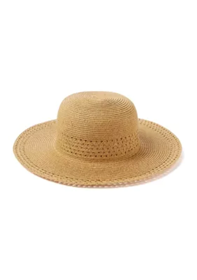 Sun Hat with Open Weave Stripes