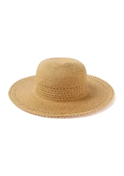 Sun Hat with Open Weave Stripes
