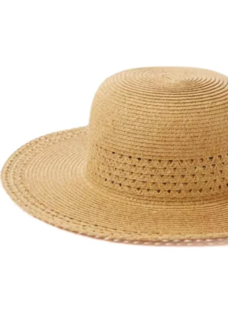 Sun Hat with Open Weave Stripes