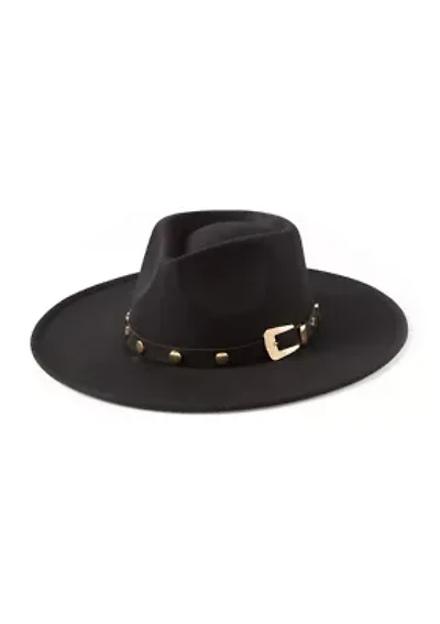 Felt Fedora with Faux Leather Buckle