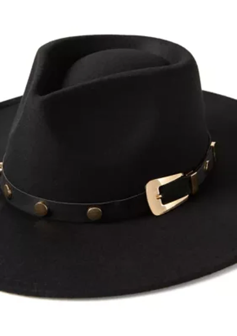 Felt Fedora with Faux Leather Buckle