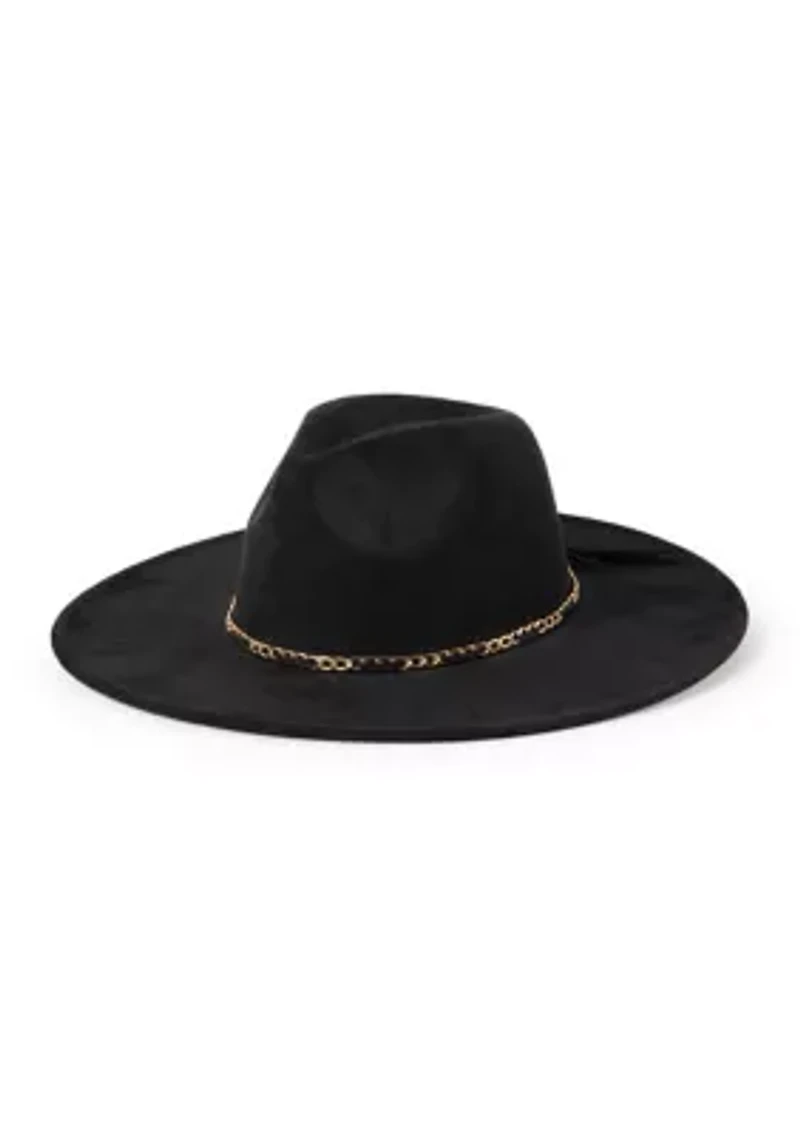 Faux Suede Fedora with Leopard Underbrim