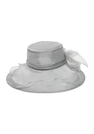  Stiff Organza Dress Hat with Wire Brim