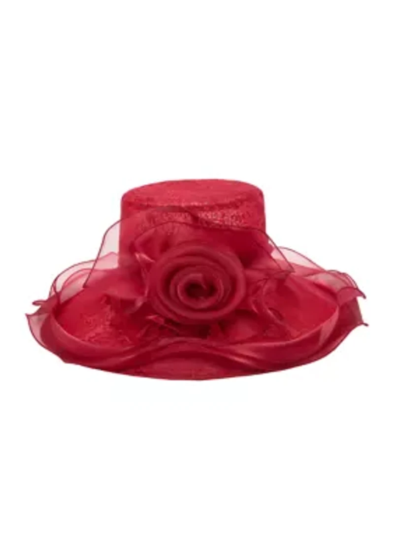 Mesh Organza Lace Dress Hat with Wire Brim