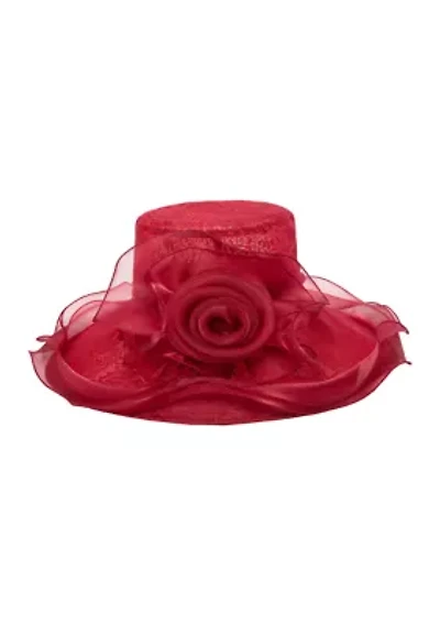 Mesh Organza Lace Dress Hat with Wire Brim