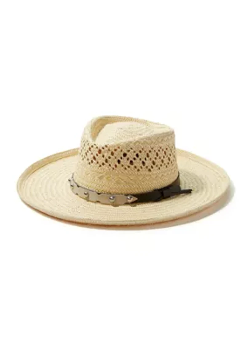 Woven Paper Gambler Hat with Studded Band 