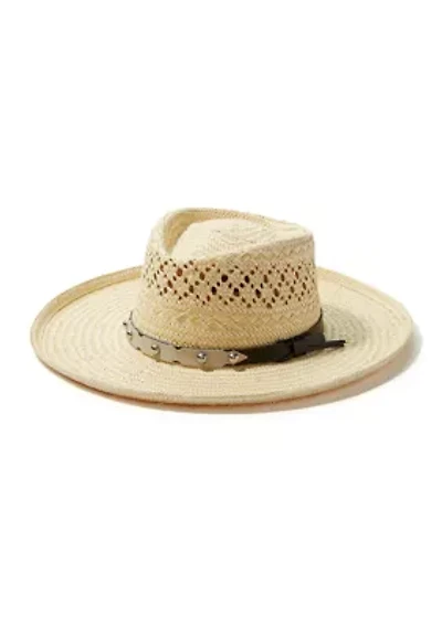 Woven Paper Gambler Hat with Studded Band 