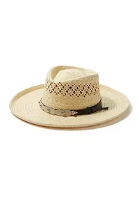 Woven Paper Gambler Hat with Studded Band 