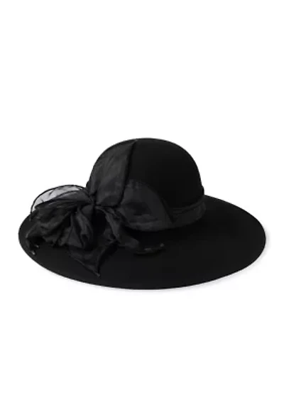 Wool Felt Hat with Organza Flower