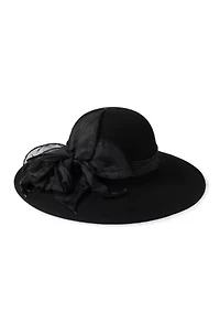 Wool Felt Hat with Organza Flower