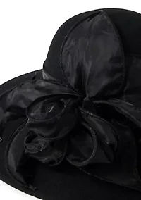 Wool Felt Hat with Organza Flower
