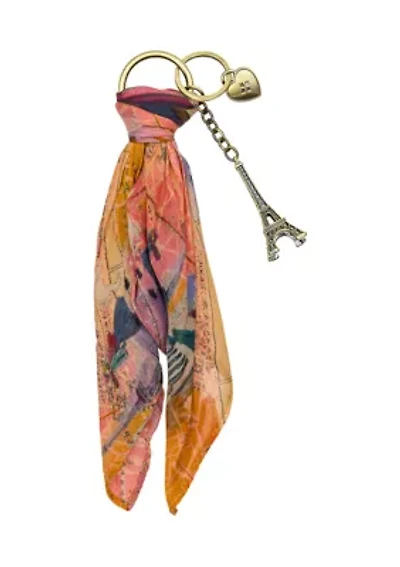 Eiffel Tower Mini Scarf Bag Charm - Paris Map