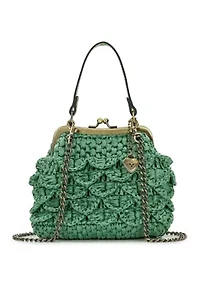 Mini Laureana Chain Scalloped Raffia Crossbody Bag