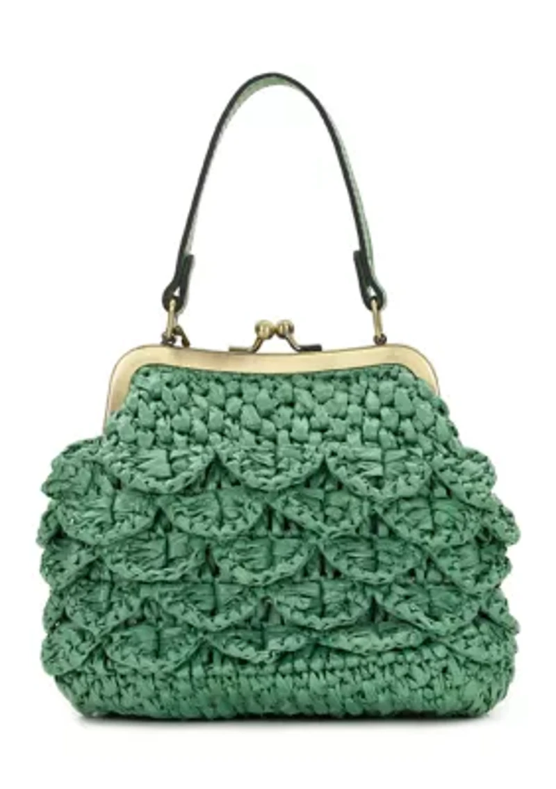 Mini Laureana Chain Scalloped Raffia Crossbody Bag
