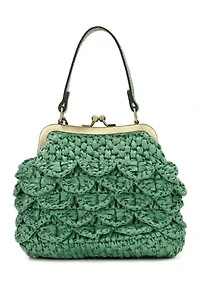 Mini Laureana Chain Scalloped Raffia Crossbody Bag