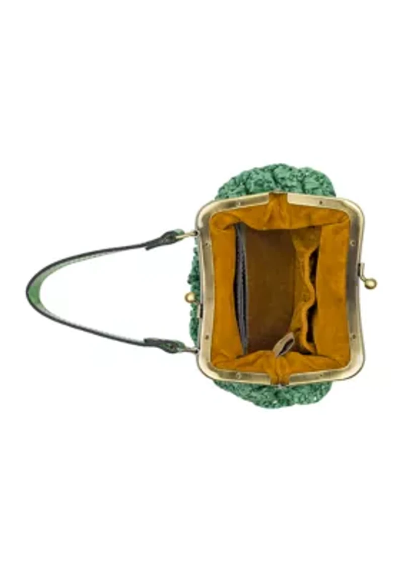 Mini Laureana Chain Scalloped Raffia Crossbody Bag
