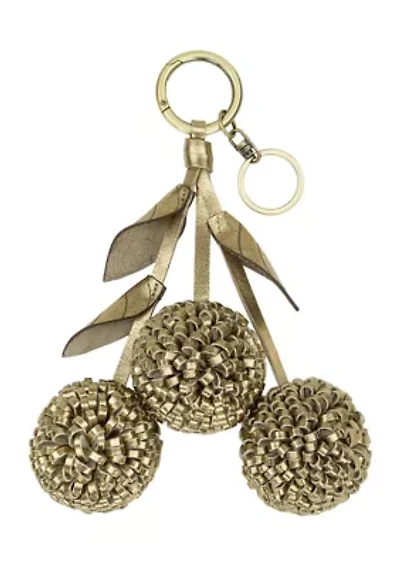 Leather Pom Pom Key Fob