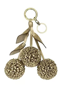 Leather Pom Pom Key Fob