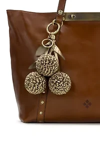 Leather Pom Pom Key Fob