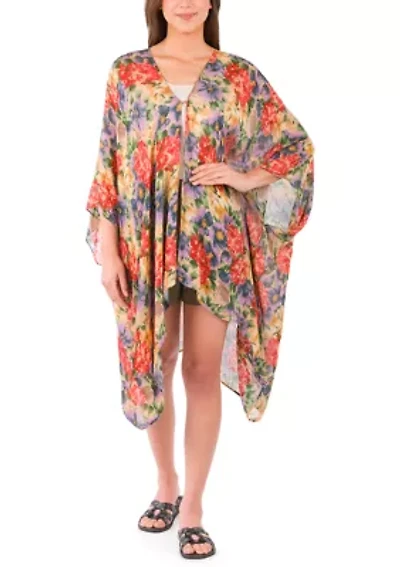 Short Ruana Cover-Up - French Hydrangeas