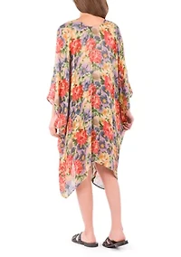 Short Ruana Cover-Up - French Hydrangeas