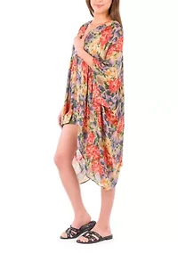 Short Ruana Cover-Up - French Hydrangeas