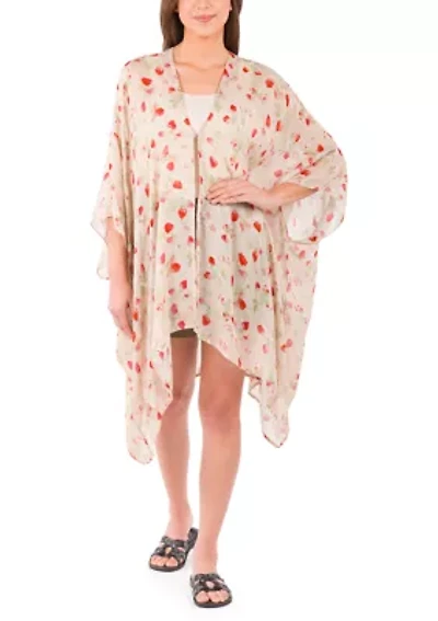 Short Ruana Cover-Up - Parisian Strawberry