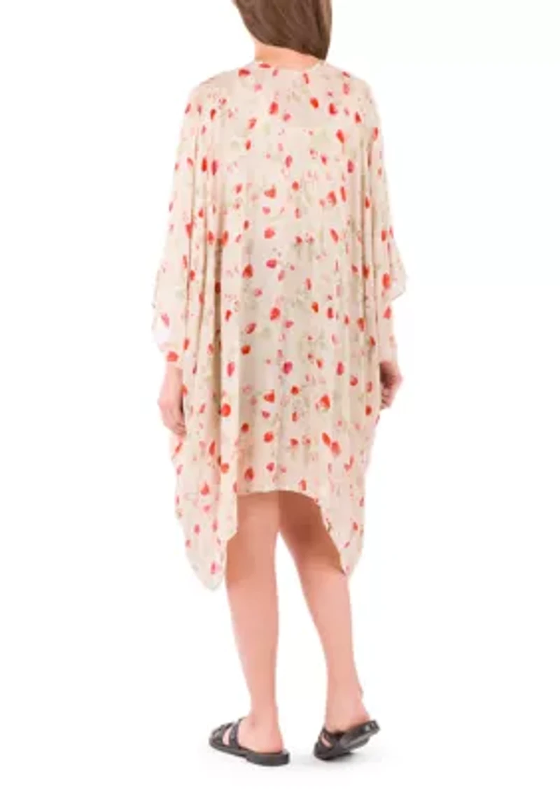 Short Ruana Cover-Up - Parisian Strawberry