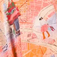 Women's Ruana with Tassels Cover-Up - Paris Map