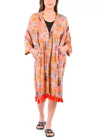 Women's Ruana with Tassels Cover-Up - Paris Map