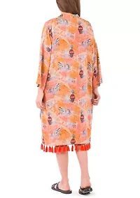 Women's Ruana with Tassels Cover-Up - Paris Map