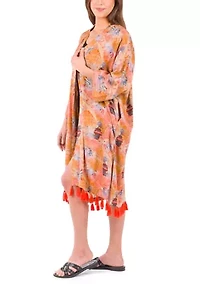 Women's Ruana with Tassels Cover-Up - Paris Map