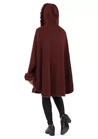 Hooded Cape with Faux Fur