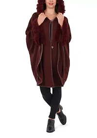 Hooded Cape with Faux Fur