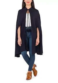 Women's Collar Cape with Pom Poms