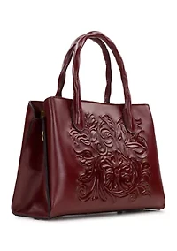 Genovese Top Handle Crossbody with Tooled Strap