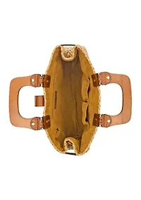 Valpiana Large Wood Handle Weave Basket Satchel 