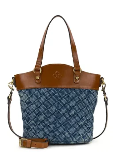Washed Woven Denim Montella Crossbody Bag
