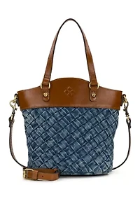 Washed Woven Denim Montella Crossbody Bag