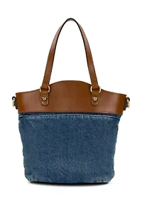 Washed Woven Denim Montella Crossbody Bag