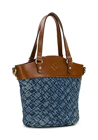 Washed Woven Denim Montella Crossbody Bag