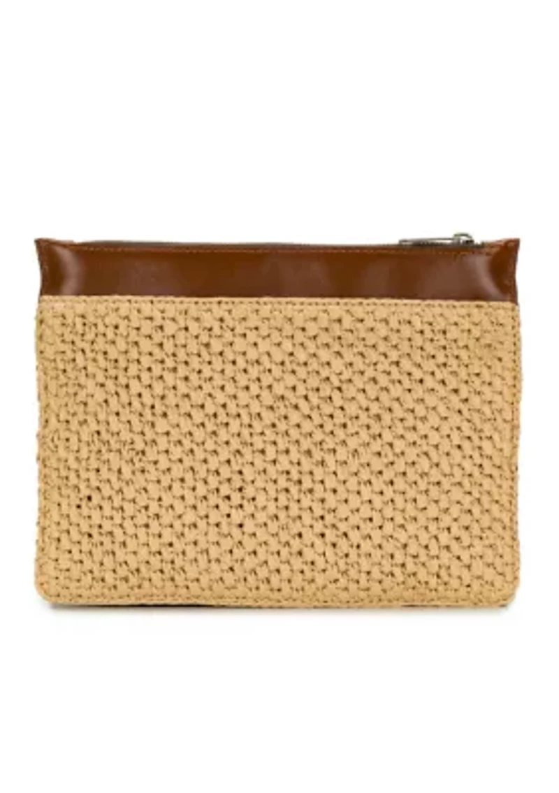 Yvette Scalloped Raffia Clutch Crossbody