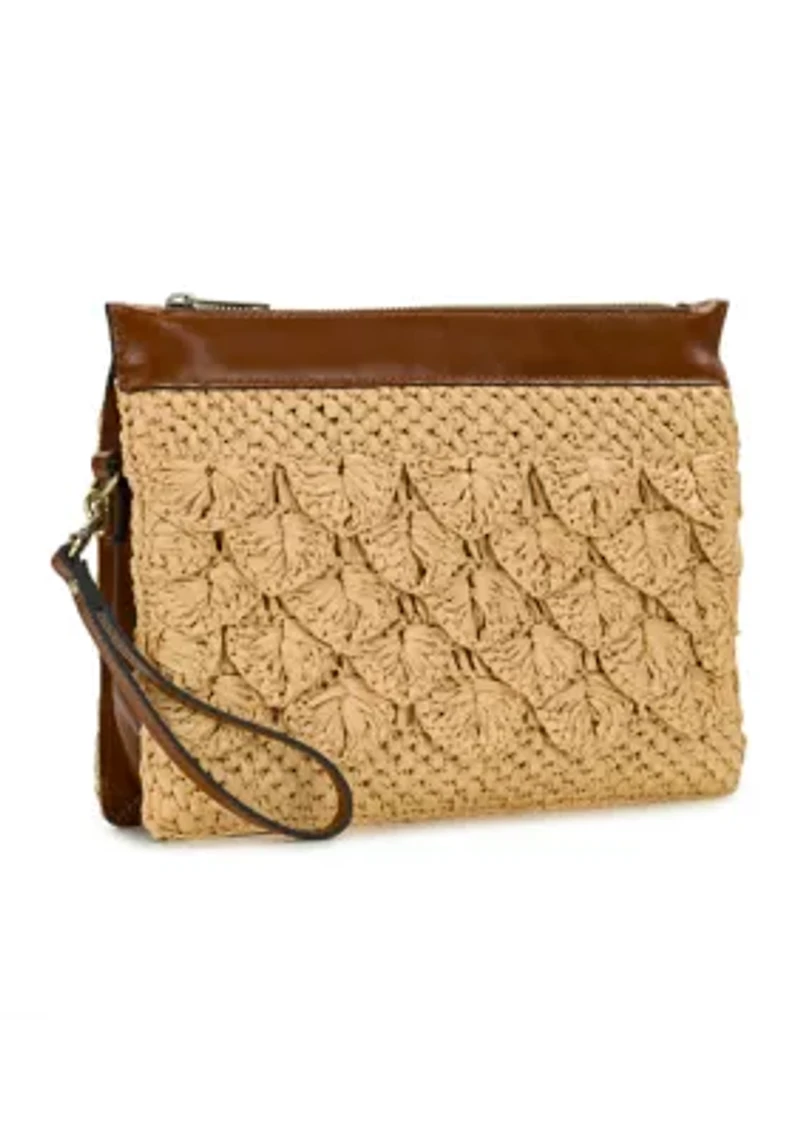 Yvette Scalloped Raffia Clutch Crossbody