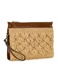 Yvette Scalloped Raffia Clutch Crossbody