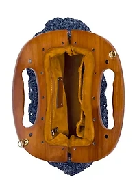 Sandrine Wooden Frame Crossbody - Scalloped Raffia